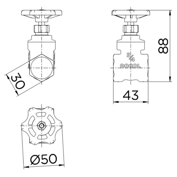 Imagem de Registro Metal Gaveta 3/4'' Europa 10020600 Docol