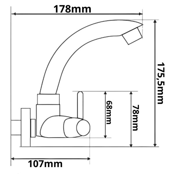 Imagem de Registro Para Cozinha De Parede Bica Móvel Baixa Ándria Branca/Cromada Com Bitola De 1/2"  ¾" Durín