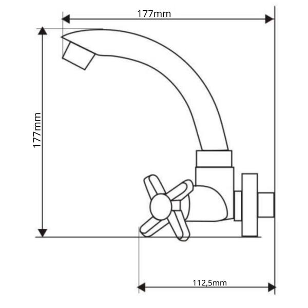 Imagem de Registro Para Cozinha De Parede Bica Móvel Baixa Módena Preta/Cromada Com Bitola De 1/2"  ¾" Durín