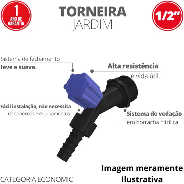 Imagem de Registro Para Jardim Autosserviço Preto/Azul Com Bitola 1/2" Durín