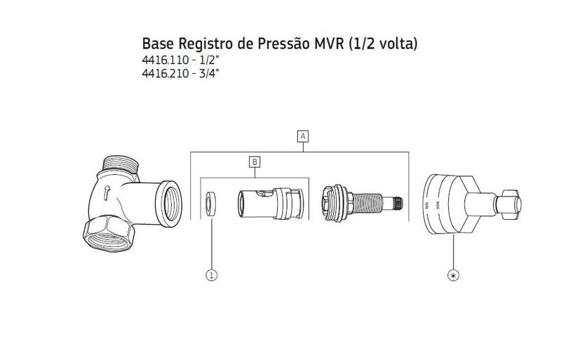 Imagem de Registro Pressão Deca 3/4" de 1/4 de Volta Quente e Fria - 4416210D