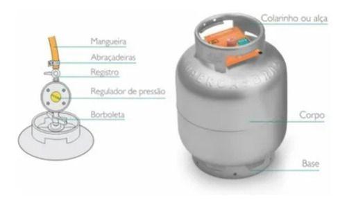 Imagem de Registro Regulador Pressão Gás Mangueira 1,25m Abraçadeira