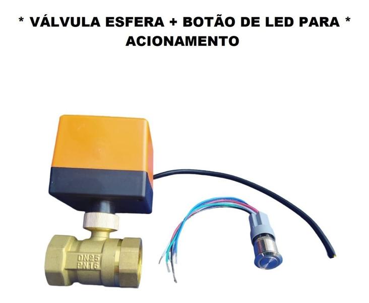 Imagem de Registro Válvula Esfera Elétrica + Botão Led