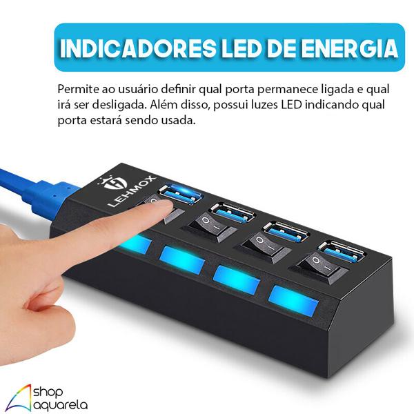 Imagem de Régua Cabo Hub USB 3.0 4 Portas Rápido Extensão Usb Para Pc