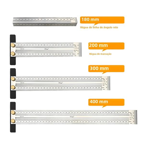 Imagem de Régua de Buraco Tipo T de Aço Inoxidável - Medidor de Inscrição em Madeira