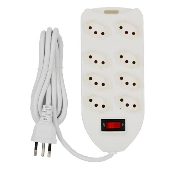 Régua Energia 8 Saídas 110V/220V Bivolt Extensão 2 Metros - Bellator Imagem de Régua Energia 8 Saídas 110V/220V Bivolt Extensão 2 Metros