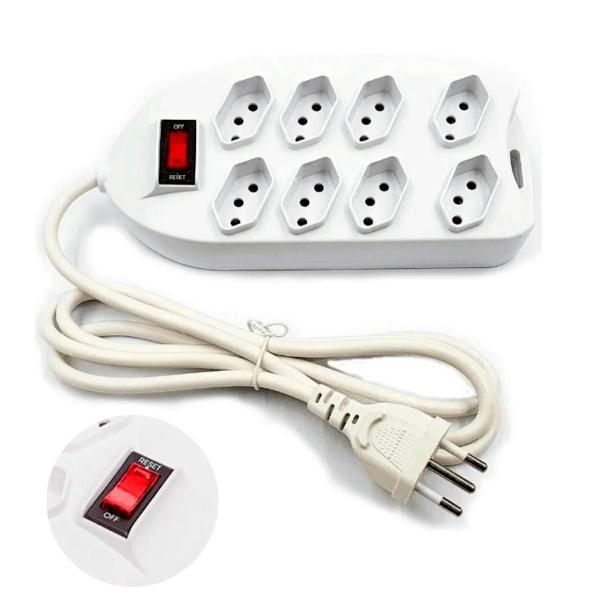 Régua Energia 8 Saídas Cabo 2 Metros Bivolt 110V/220V Branco - Bellator Imagem de Régua Energia 8 Saídas Cabo 2 Metros Bivolt 110V/220V Branco