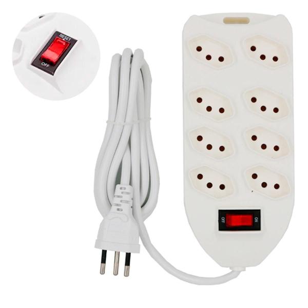 Régua Energia 8 Saídas Cabo 2 Metros Bivolt 110V/220V Branco - Bellator Imagem de Régua Energia 8 Saídas Cabo 2 Metros Bivolt 110V/220V Branco