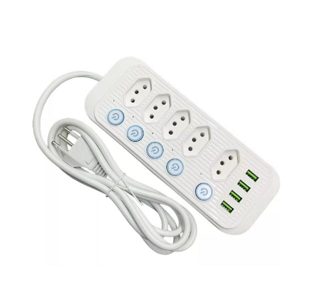 Imagem de Régua Extensão 5 Tomadas E 4 Usb 4 Pd Led Bivolt 110v/220v GN-348