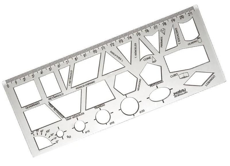 Imagem de Régua Formas Geométricas Cristal 21Cm Waleu