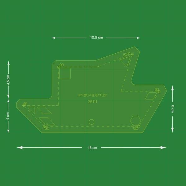 Imagem de Régua Kriativa - Gabarito Canto Fácil 10x17cm Margem 7,5mm