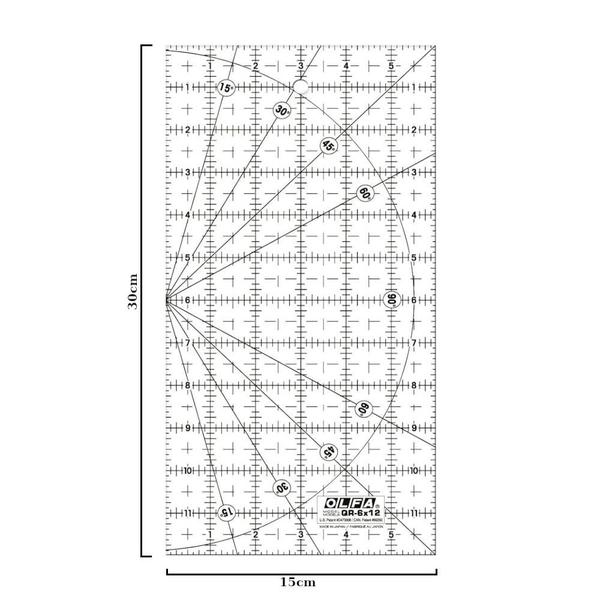 Imagem de Régua para Patchwork Quilt Olfa QR-6x12 15x30cm