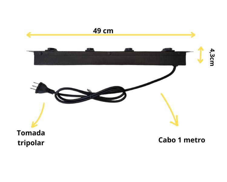 Imagem de Regua Rack 4 Tomadas Extensão Som Profissional Bivolt 10a