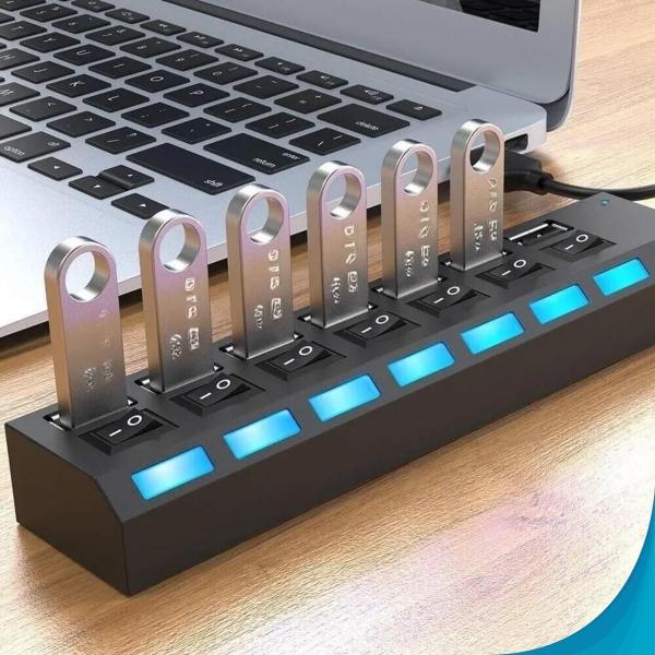 Régua Usb 7 Portas Com Extensão E Led Dia Dos Pais - Blackwatch Imagem de Régua Usb 7 Portas Com Extensão E Led Dia Dos Pais