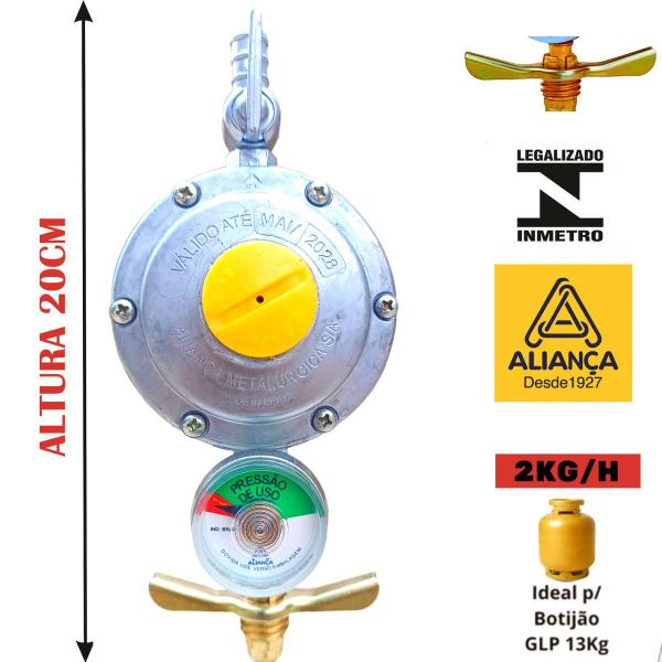 Imagem de Regulador 506 visor Gas Aliança 2kg/h Mangueira dako 1,2 mts