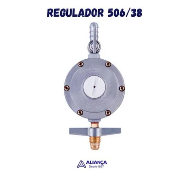 Imagem de Regulador 5kg aliança mangueira metálica tomback cobre 80cm