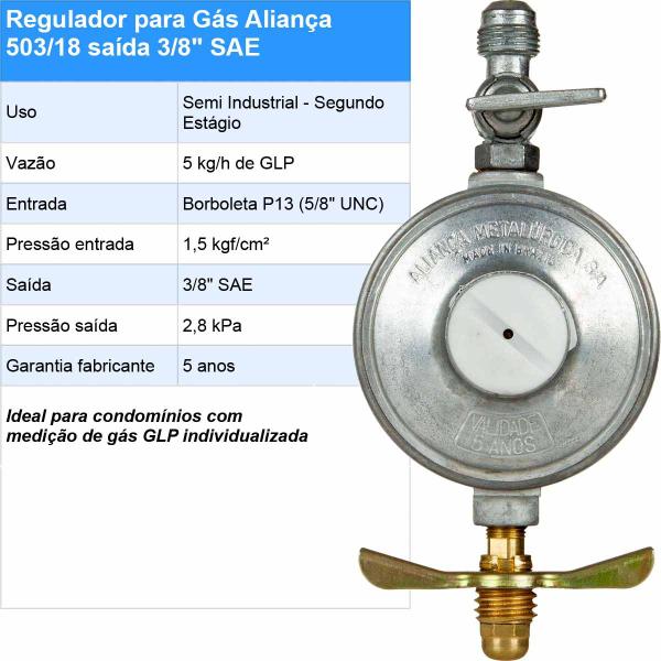 Imagem de Regulador Aliança 503/18 5kg/h saída 3/8" SAE