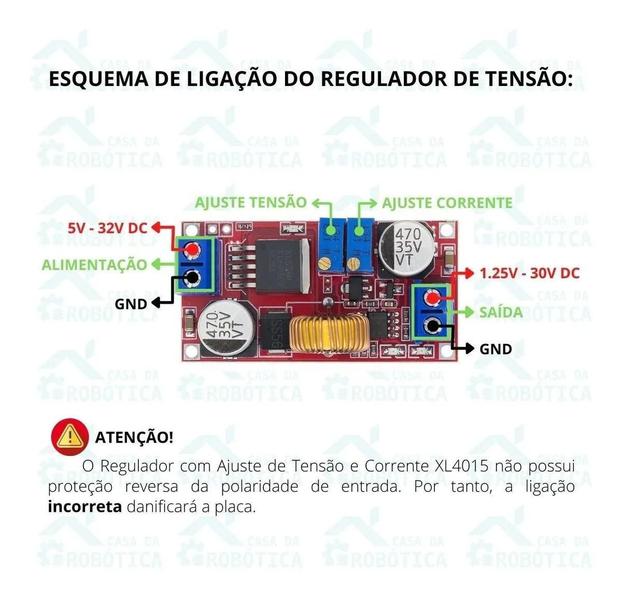 Imagem de Regulador Com Ajuste De Corrente E Tensão Xl4015 5A Dc Dc