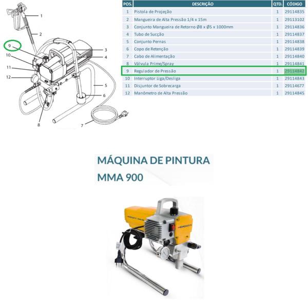 Imagem de Regulador de Pressão Maquina Pintura Airless MMA900 29114842