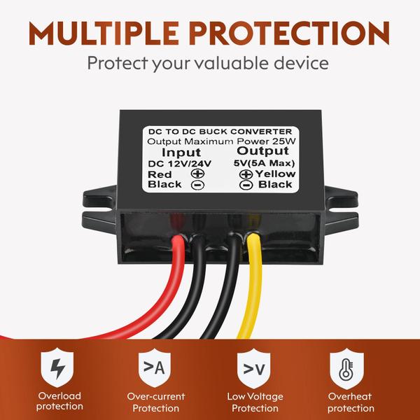 Imagem de Regulador de tensão DC DC Buck Conversor de energia para carro à prova d'água