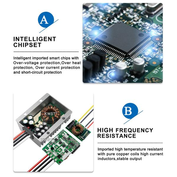 Imagem de Regulador de tensão XWST DC-DC 12V a 13,8V 30A à prova d'água IP67