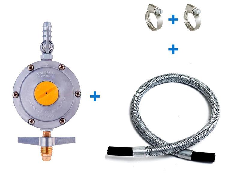 Imagem de Regulador gás 13Kg Aliança 2kg, mangueira flexivel AÇO 1,2mt