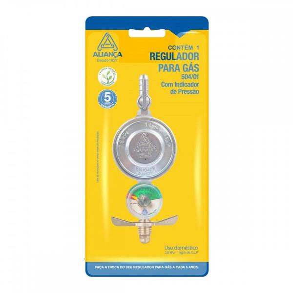 Regulador Gas Alianca Medio 504/01 Com Manometro Imagem de Regulador Gas Alianca Medio 504/01 Com Manometro