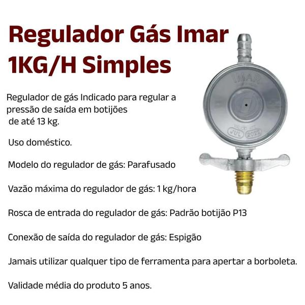 Imagem de Regulador Gás Imar 1KG/H Simples