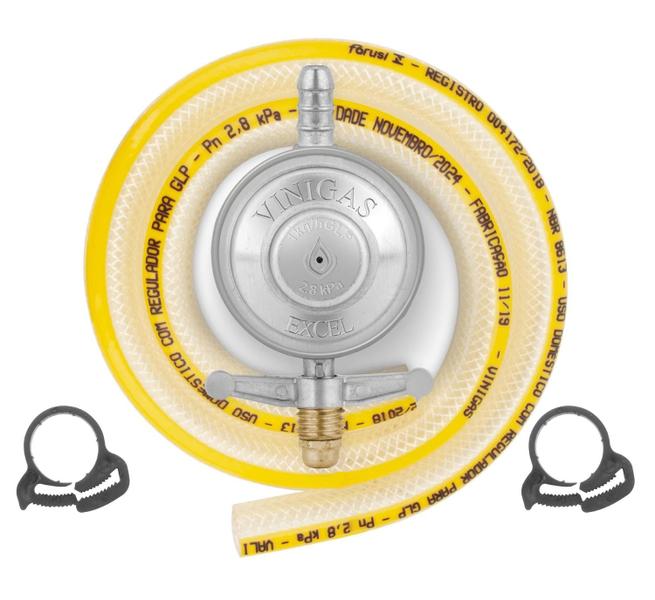 Imagem de Regulador Gás Mangueira 1,25cm Vinigas Com 2 Abraçadeiras