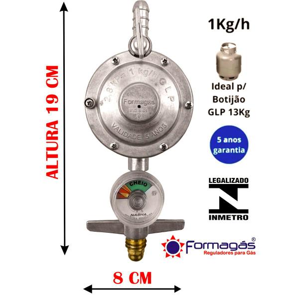 Imagem de Regulador Registro Click 2kg/h visor mangueira inox 4 metros