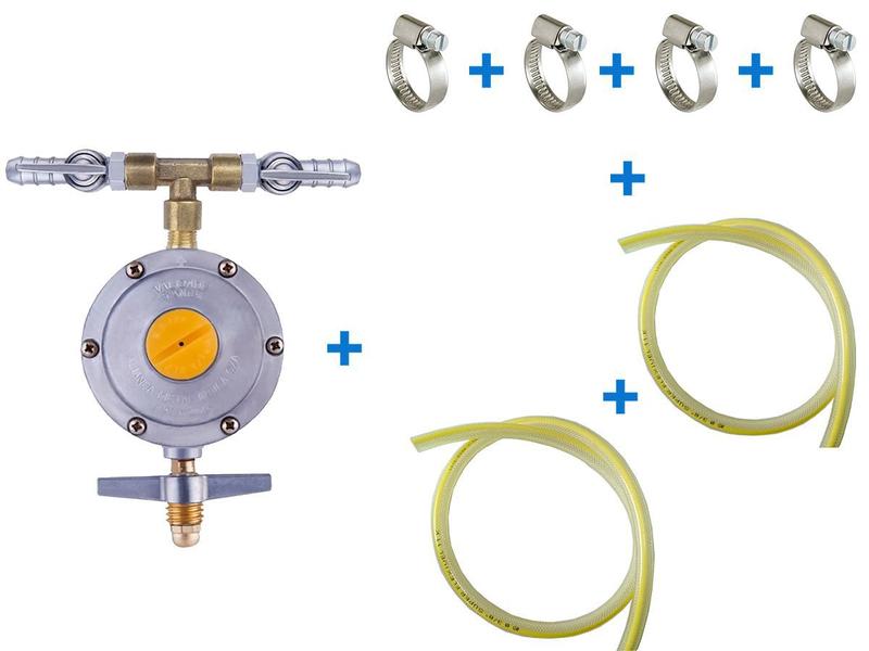 Imagem de Regulador Registro De Gás 13kg Saida Dupla c/ 2 mang de 5mt