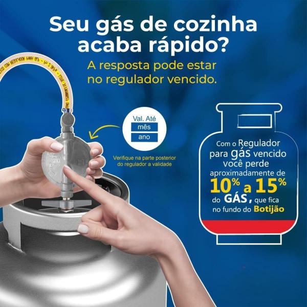 Imagem de Regulador Registro De Gás Com Monômetro + Mangueira 80Cm