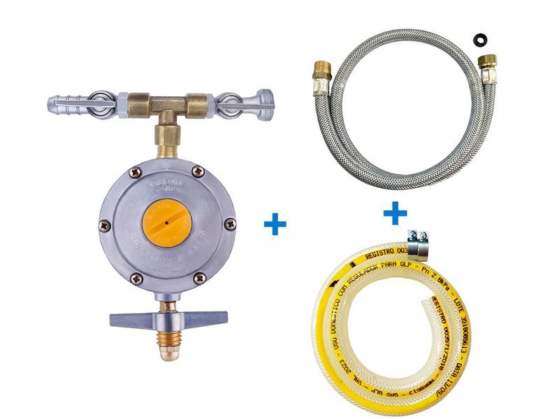 Imagem de Regulador Registro Gás 13kg Saida Dupla Para cooktop e forno