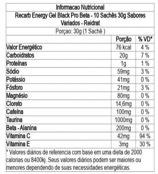 Imagem de Reidrat Recarb Energy Gel Black Squeeze 600g Bcaa Palatinose