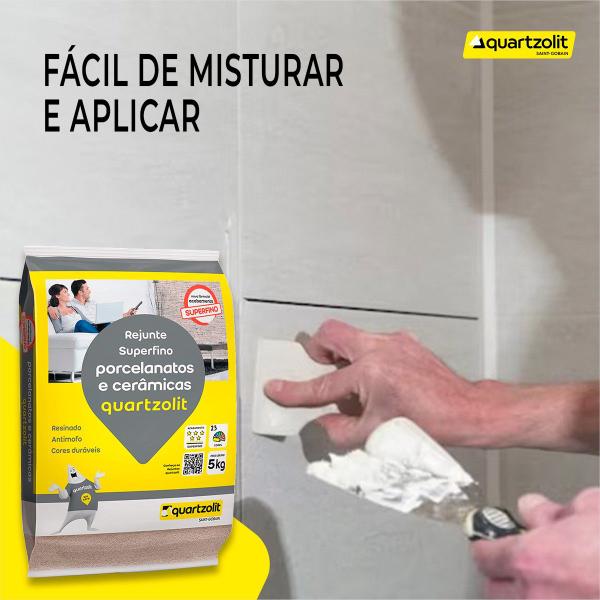 Imagem de Rejunte Porcelanato E Cerâmicas Antimofo Quartzolit 5kg Cores