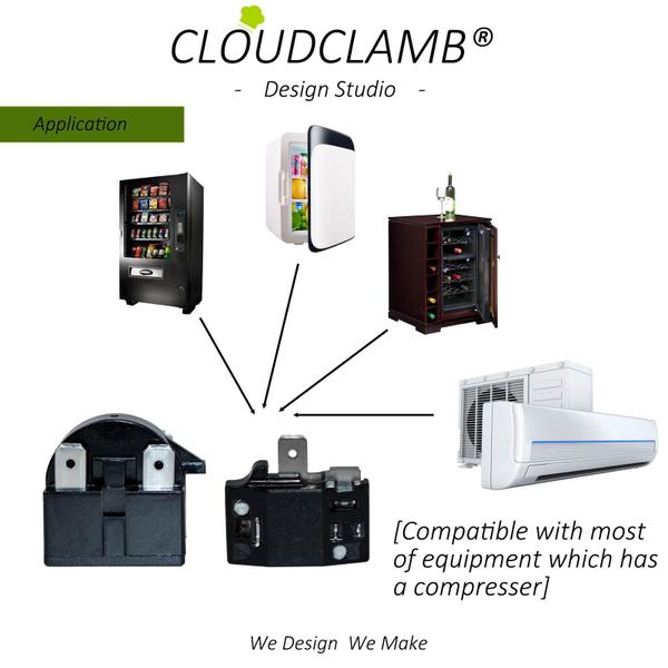 Imagem de Relé de compressor de geladeira e 2 kits de sobrecarga CLOUDCLAMB