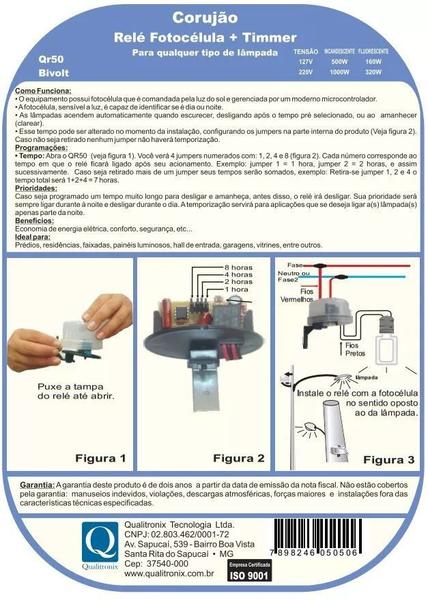 Imagem de Relé Fotocélula Temporizado Externo 2x1 Qualitronix - Qr50m