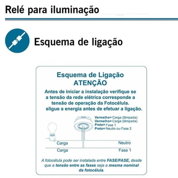 Imagem de Relé Fotoelétrico Fotocélula Iluminação Tri-Fácil 600w 110v Exatron