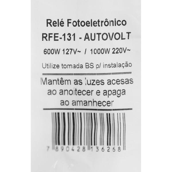 Imagem de Rele Fotoeletrônico 1000W BIVolt. NF  Res.SF 13/12: RFE131