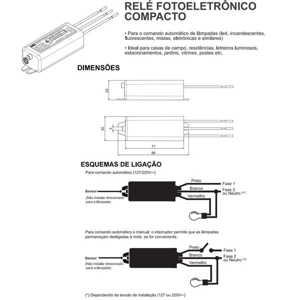 Imagem de Rele Fotoeletrônico Compacto 500w Bivolt Rfe-10 Margirius