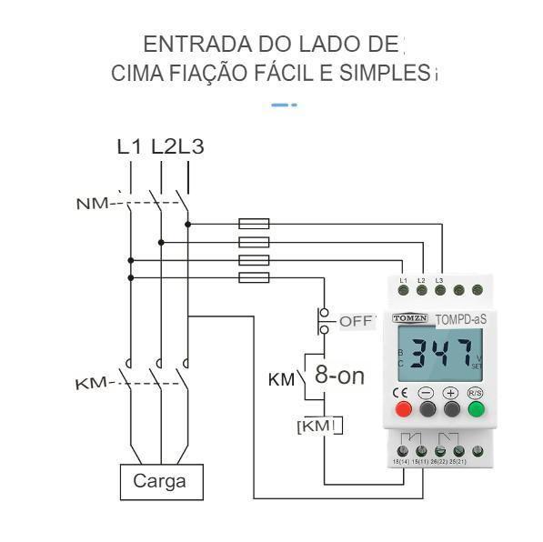 Imagem de Relé Proteção De Tensão Trilho Din Trifásico Ajustável