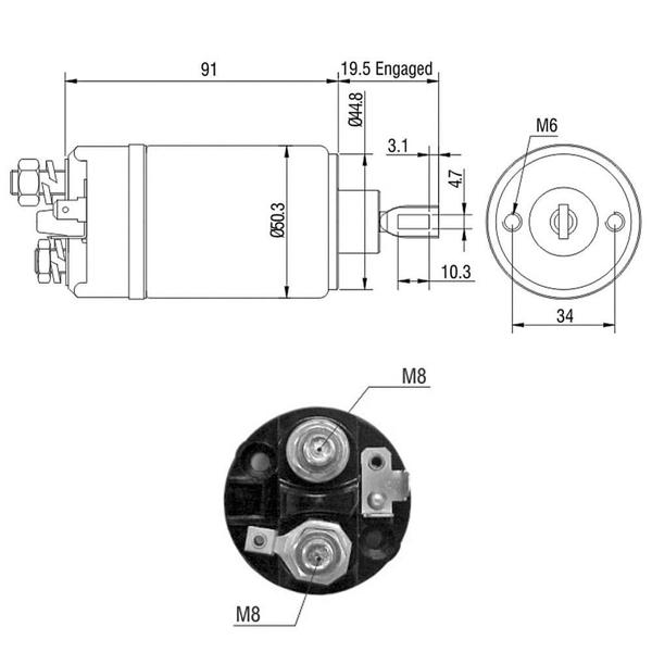 Imagem de Relé Solenoide Partida 12V Brasília Kombi 60 a 79 ZM 521