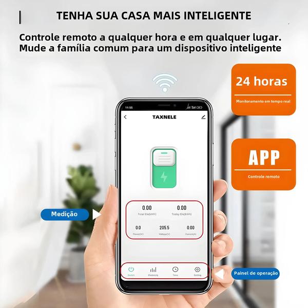 Imagem de Relé Temporizador Disjuntor Wi-fi Inteligente 63a 1p + N Medidor De Energia Kwh Monitoramento 110vac