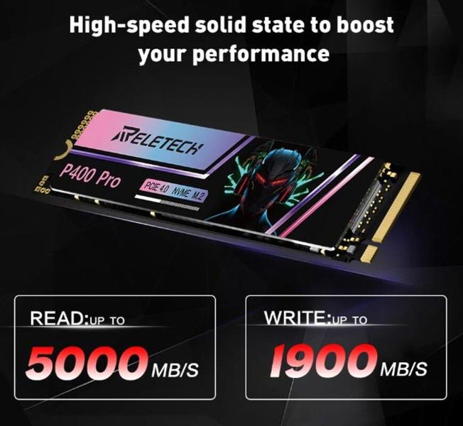 Imagem de Reletech ssd m2 nvme 1tb 2 5000mb ler pcie 4.0x4 m.2 3d nand unidade de estado sólido 2280 disco rígido para desktop e notebook