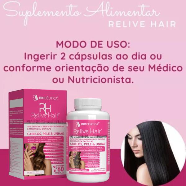 Imagem de Relive Hair Com 60 Cápsulas Suplemento Alimentar P/ Cabelo!!