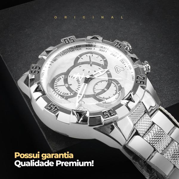 Imagem de Relógii Masculino Prata Original Vidro Cristal Casual Prova D água Casual Premium 