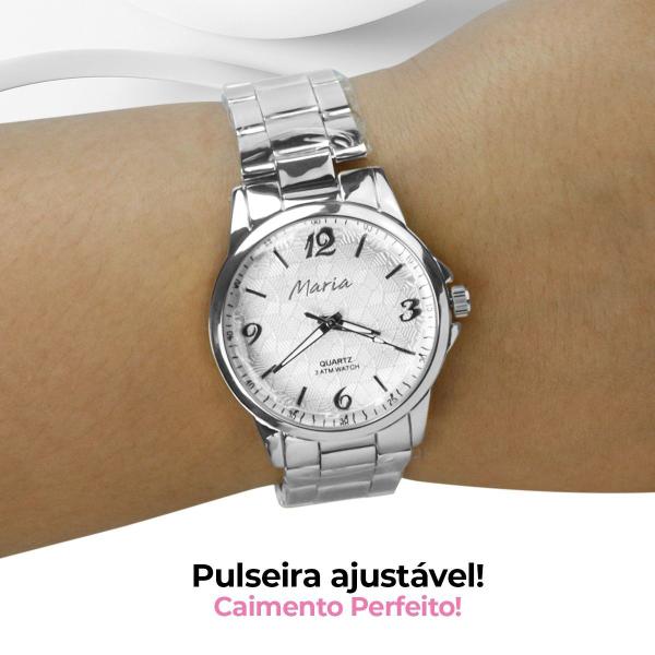 Imagem de Relogio aço feminino inox prata premium caixa qualidade casual analógico original presente