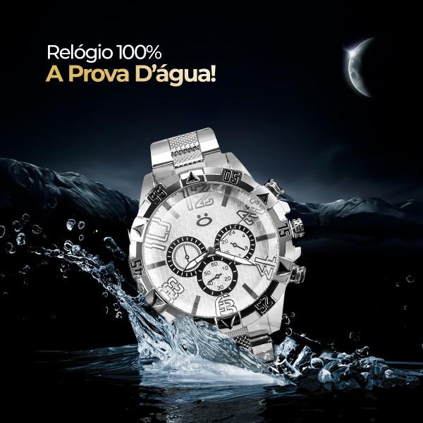 Imagem de relogio aço inox prova dagua + cordão + pulseira + caixa analogico pesado inoxidável social original