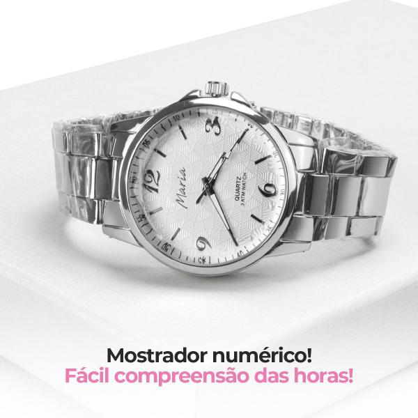 Imagem de Relogio aço prata feminino inox premium qualidade caixa casual analógico social presente original