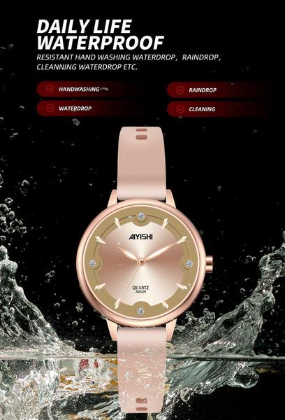 Imagem de Relógio AIYISHI Rose Gold A8609 para mulheres com pulseira de silicone